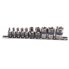 Set 10 tubulare torx scurte 1/4" & 3/8" x E4 E18 CRV Topmaster Profesional